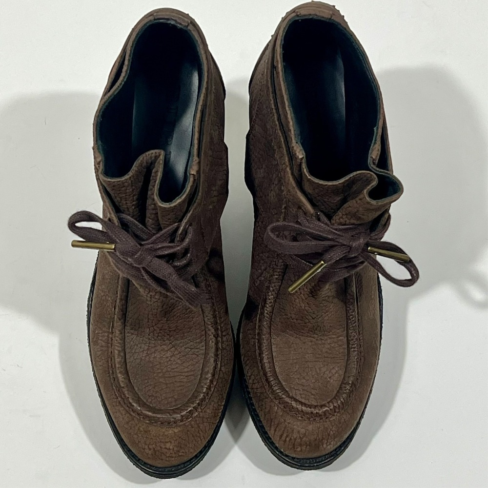 Burberry Prorsum Brown Leather Platform Wedge Booties Women's Size EU 37.5 US 7 - Picture 4 of 14